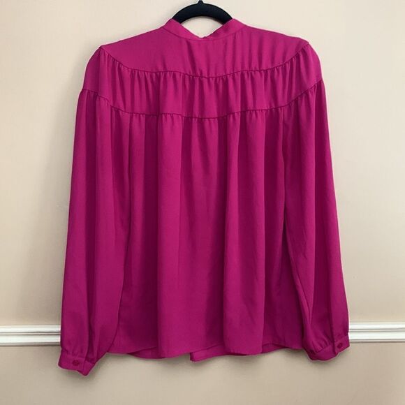 Joe Fresh Tie Neck Magenta Blouse Size Medium - Picture 2 of 4